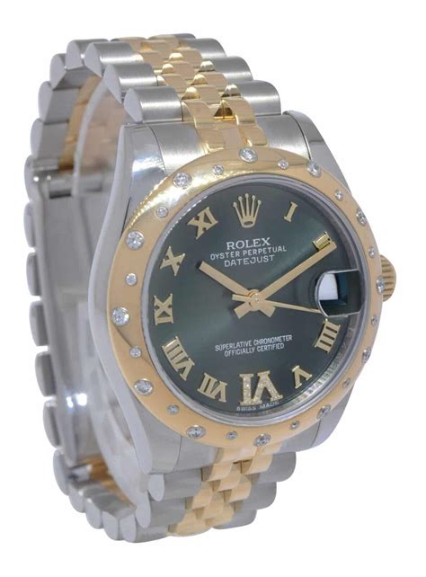 Rolex Datejust 18k Yellow Gold/Steel Olive Green & Diamond VI 